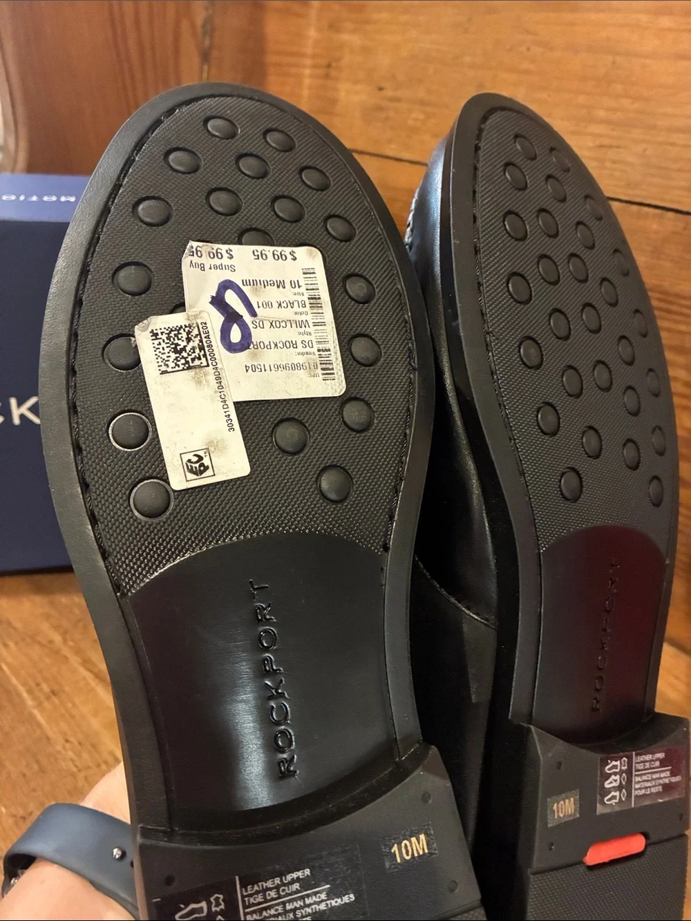 Rockport NIB MensBlack Leather Penny Loafers - Slip-On Dress Shoes Sz 10